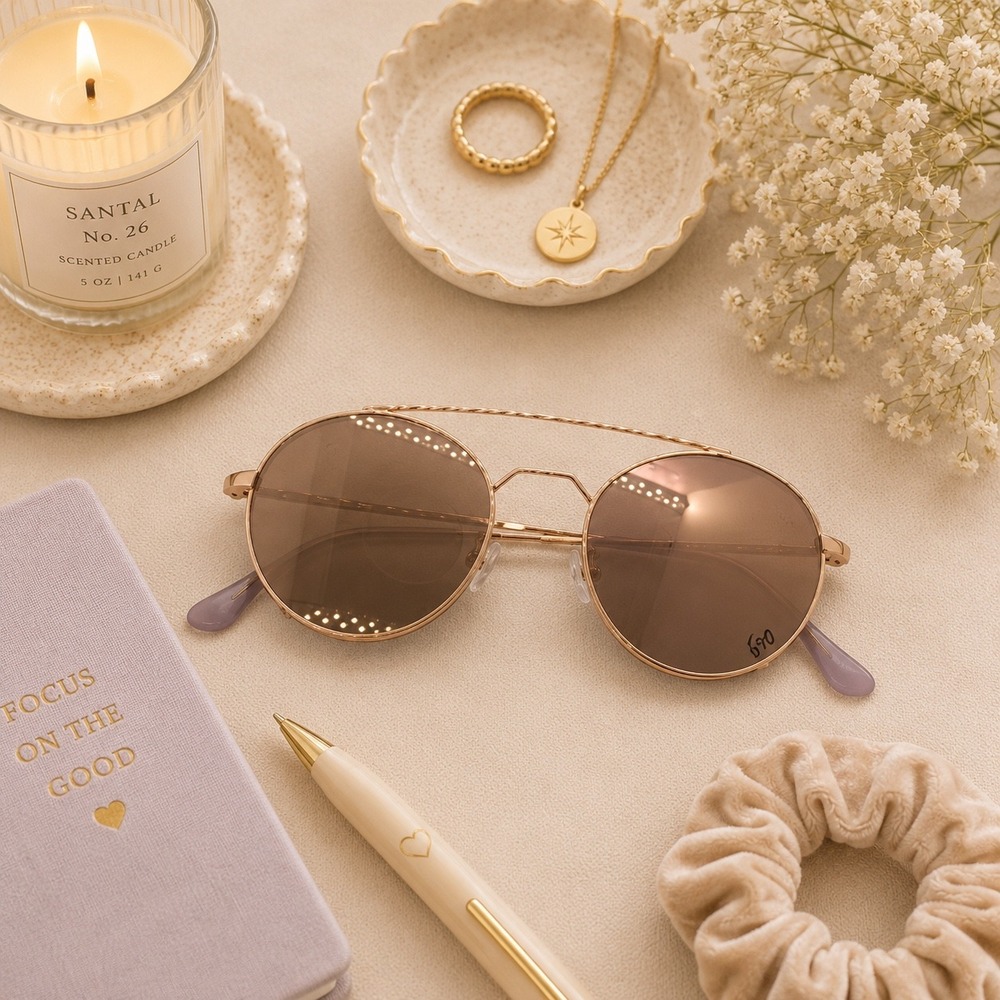 Andy Wolf Handmade in France Rose Gold Round Mirrored Sunglasses